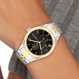 Tommy Hilfiger Monica Chronograph Black Dial Two Tone Steel Strap Watch For Women - 1782591 Authentic Buy Shop Now