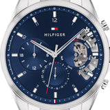 Tommy Hilfiger Baker Quartz Blue Dial Silver Steel Strap Watch For Men - 1710448 Authentic Buy Shop Now
