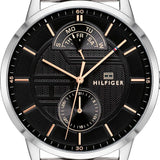 Tommy Hilfiger Hunter Quartz Black Dial Silver Steel Strap Watch for Men - 1791610 Authentic Buy Shop Now