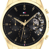 Tommy Hilfiger Baker Chronograph Black Dial Gold Steel Strap Watch for Men - 1710447 Authentic Buy Shop Now