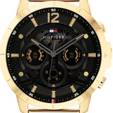 Tommy Hilfiger Luca Chronograph Black Dial Gold Steel Strap Watch For Men - 1710511 Authentic Buy Shop Now