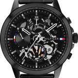 Tommy Hilfiger Henry Chronograph Black Dial Black Steel Strap Watch For Men - 1710478 Authentic Buy Shop Now