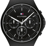 Tommy Hilfiger Justin Chronograph Black Dial Black Steel Strap Watch For Men - 1792055 Authentic Buy Shop Now