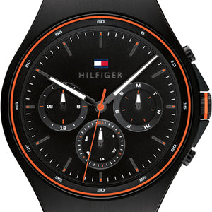 Tommy Hilfiger Justin Black Dial Black Rubber Strap Watch For Men - 1792056 Authentic Buy Shop Now