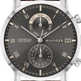 Tommy Hilfiger Kane Grey Dial Brown Leather Strap Watch for Men - 1710398 Authentic Buy Shop Now