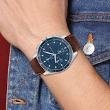 Tommy Hilfiger Parker Chronograph Blue Dial Brown Leather Strap Watch For Men - 1791837 Authentic Buy Shop Now