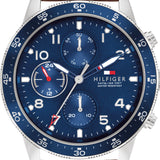 Tommy Hilfiger Jimmy Chronograph Quartz Blue Dial Brown Leather Strap Watch For Men - 1791946 Authentic Buy Shop Now