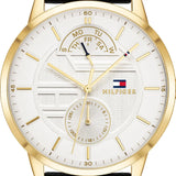 Tommy Hilfiger Hunter White Dial Black Leather Strap Watch for Men - 1791606 Authentic Buy Shop Now
