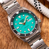 Seiko 5 Sports SKX Midi Automatic Teal Dial Silver Steel Strap Watch For Men - SRPK33K1 Authentic Buy Shop Now