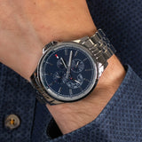 Tommy Hilfiger Shawn Multifunction Quartz Blue Dial Silver Steel Strap Watch for Men - 1791612 Authentic Buy Shop Now