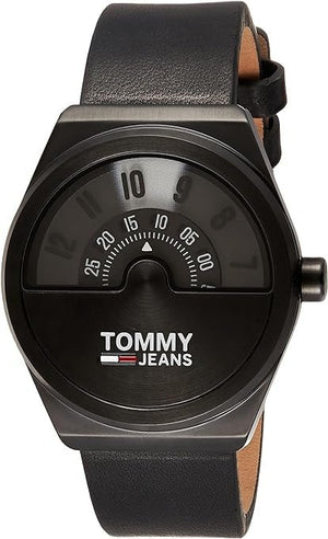 Tommy Hilfiger Monogram Pop Quartz Black Dial Black Leather Strap Watch For Men - 1791773 Authentic Buy Shop Now