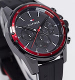 Tommy Hilfiger Mason Black Dial Black Rubber Strap Watch for Men - 1791793 Authentic Buy Shop Now