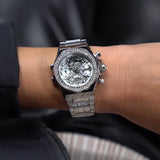 Guess Fusion Chronograph Crystals Silver Dial Silver Steel Strap Watch For Women - GW0552L1 Authentic Buy Shop Now