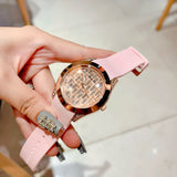Guess Clarity Gold Dial Pink Silicone Strap Watch for Women - GW0109L2 Authentic Buy Shop Now