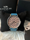 Coach Perry Coffee Dial Blue Leather Strap Watch for Women - 14503475 Authentic Buy Shop Now