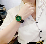 Gucci Le Marche Des Merveilles Quartz Green Dial Black Leather Strap Watch For Women - YA126463 Authentic Buy Shop Now