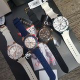 Guess Overdrive Chronograph White Dial White Rubber Strap Watch for Women - W0149L6 Authentic Buy Shop Now