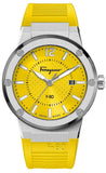 Salvatore Ferragamo F-80 Classic Yellow Dial Yellow Rubber Strap Watch for Men - SFHY01222 Authentic Buy Shop Now