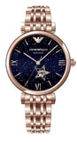 Emporio Armani Meccanico Crystals Black Dial Rose Gold Steel Strap Watch For Women - AR60043 Authentic Buy Shop Now