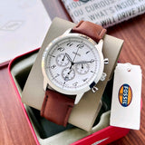 Fossil Neutra Chronograph White Dial Brown Leather Strap Watch for Men - FS6022 Authentic Buy Shop Now