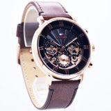 Tommy Hilfiger Legend Analog Black Dial Brown Leather Strap Watch For Men - 1710566 Authentic Buy Shop Now