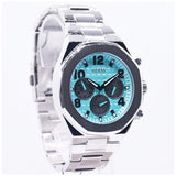 Guess Empire Chronograph Quartz Sky Blue Dial Silver Steel Strap Watch For Men - GW0489G3 Authentic Buy Shop Now