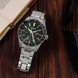 Seiko Presage Sharp Edged Series GMT Green Dial Silver Steel Strap Watch For Men - SPB219J1 Authentic Buy Shop Now