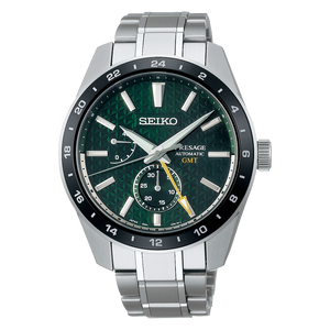 Seiko Presage Sharp Edged Series GMT Green Dial Silver Steel Strap Watch For Men - SPB219J1 Authentic Buy Shop Now