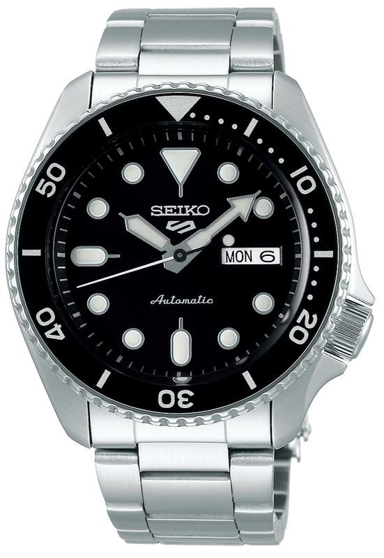 Seiko 5 Sports Automatic Black Dial Silver Steel Strap Watch For Men - SRPD57K1 Authentic Buy Shop Now