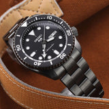 Seiko 5 Sports Automatic Black Dial Black Steel Strap Watch For Men - SRPD65K1 Authentic Buy Shop Now