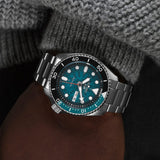 Seiko 5 Sports SKX Skeleton Green Dial Silver Steel Strap Watch For Men - SRPJ45K1 Authentic Buy Shop Now