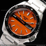 Seiko 5 Sports Double Hurricane Retro Orange Dial Silver Steel Strap Watch For Men - SRPK11K1 Authentic Buy Shop Now