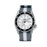 Seiko 5 Sports x Peanuts Surfboard Snoopy Limited Edition White Dial Two Tone NATO Strap Watch For Men - SRPK25K1 Authentic Buy Shop Now