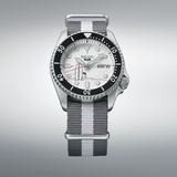 Seiko 5 Sports x Peanuts Surfboard Snoopy Limited Edition White Dial Two Tone NATO Strap Watch For Men - SRPK25K1 Authentic Buy Shop Now
