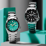 Seiko 5 Sports SKX Midi Automatic Teal Dial Silver Steel Strap Watch For Men - SRPK33K1 Authentic Buy Shop Now