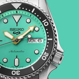 Seiko 5 Sports SKX Midi Automatic Teal Dial Silver Steel Strap Watch For Men - SRPK33K1 Authentic Buy Shop Now