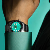 Seiko 5 Sports SKX Midi Automatic Teal Dial Silver Steel Strap Watch For Men - SRPK33K1 Authentic Buy Shop Now