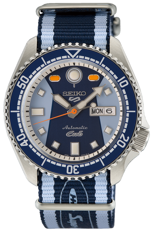 Seiko 5 Sports Honda Super Cub Limited Edition Blue Dial Two Tone NATO Strap Watch For Men - SRPK37K1 Authentic Buy Shop Now