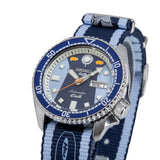 Seiko 5 Sports Honda Super Cub Limited Edition Blue Dial Two Tone NATO Strap Watch For Men - SRPK37K1 Authentic Buy Shop Now