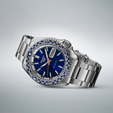 Seiko 5 Sports Petrol Blue Checker Flag Special Edition Blue Dial Silver Steel Strap Watch For Men - SRPK65K1 Authentic Buy Shop Now