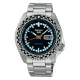 Seiko 5 Sports Checker Flag Special Edition Black Dial Silver Steel Strap Watch For Men - SRPK67K1 Authentic Buy Shop Now