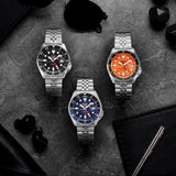 Seiko 5 Sports Automatic GMT Black Dial Silver Steel Strap Watch For Men - SSK001K1 Authentic Buy Shop Now