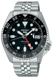 Seiko 5 Sports Automatic GMT Black Dial Silver Steel Strap Watch For Men - SSK001K1 Authentic Buy Shop Now