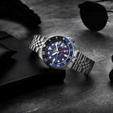 Seiko 5 Sports GMT SKX Automatic Blueberry Dial Silver Steel Strap Watch For Men - SSK003K1 Authentic Buy Shop Now
