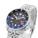 Seiko 5 Sports GMT SKX Automatic Blueberry Dial Silver Steel Strap Watch For Men - SSK003K1 Authentic Buy Shop Now