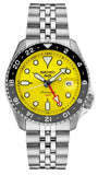 Seiko 5 Sport SKX GMT US Special Creation Automatic Yellow Dial Silver Steel Strap Watch for Men - SSK017K1 Authentic Buy Shop Now