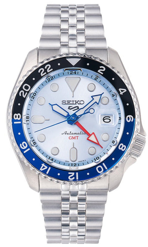 Seiko 5 Sports Automatic GMT SKX Sports Style Asia Exclusive Limited Edition Ice Blue Dial Silver Steel Strap Watch For Men - SSK029K1 Authentic Buy Shop Now
