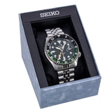 Seiko 5 Sports SKX GMT Automatic Green Dial Silver Steel Strap Watch For Men - SSK035K1 Authentic Buy Shop Now