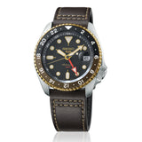 Seiko 5 Sports SKX GMT Automatic Mocha Black Dial Brown Leather Strap Watch For Men - SSK036K1 Authentic Buy Shop Now