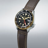 Seiko 5 Sports SKX GMT Automatic Mocha Black Dial Brown Leather Strap Watch For Men - SSK036K1 Authentic Buy Shop Now